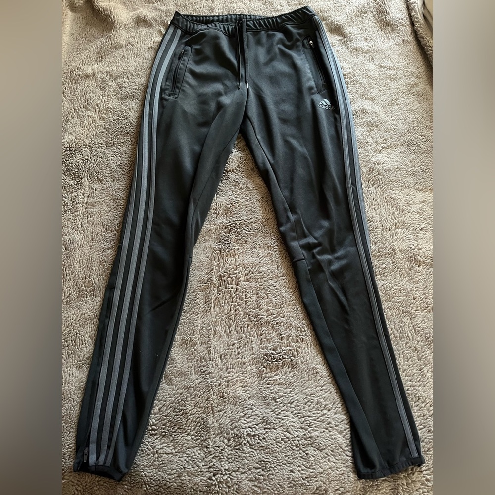 Adidas Women's Black Track Pants with Gray Stripes - Picture 6 of 6